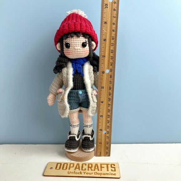 Handmade Luna Scout Winter Girl Crochet Doll 10″ | Amigurumi Snow Explorer Plush - Picture 8 of 8